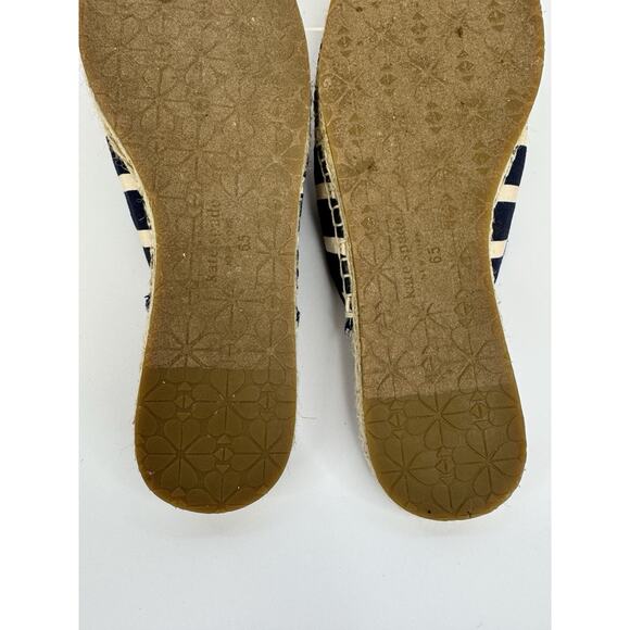 Kate Spade Solero Mule 6.5 Navy & White Stripe Espadrille Resort Vacation Daisy - Picture 12 of 13